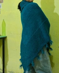 Stylish Teal Knitted Poncho