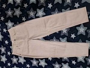 Beige Straight Leg Jeans