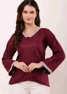Burgundy V-Neck Top