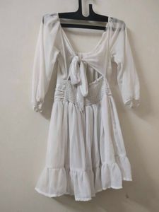 White Long Sleeve Mini Dress