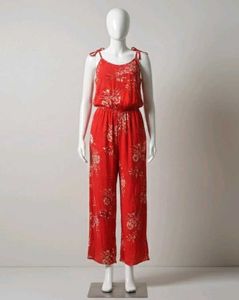 Elegant Carmine Floral Jumpsuit