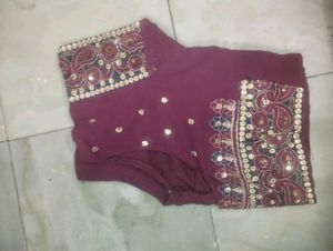Maroon &amp; Green Embellished Saree