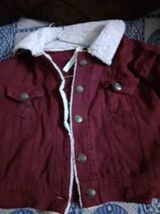 Maroon Fur Collar Jacket