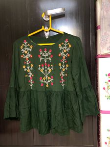 Embroidered Green Top