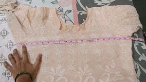 Peach Colour Thread Work Dress