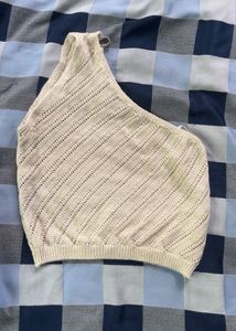 Beige One Shoulder Top