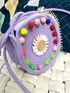 Cute Lavender Crochet Sling Bag ✨️
