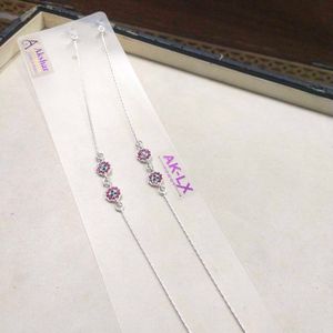Pure Silver CZ Snack Chain ⛓️ Anklets पायल