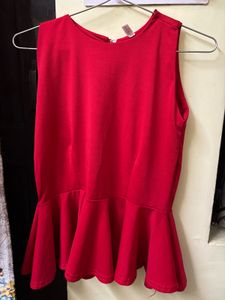 Chic Red Peplum Top