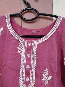 Pink Embroidered Kurti