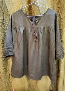 Olive Green Tassel Tie Top