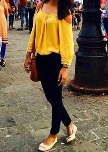 Off Shoulder Mustard Top