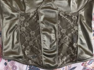 Olive Green Satin Corset Top