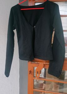 Crop Black Cardigan Like Jacket