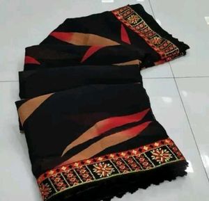 Red Black Georgette Saree