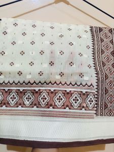 New Saree Cream Colour