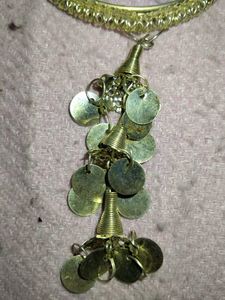 Elegant Silver Bangle with Green Drops