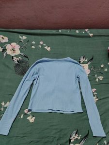 Light Blue Ribbed Cardigan