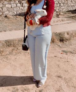 Elegant Blue Sleeveless Pant Set