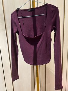 Zara Ribbed long Sleeve Crop Top