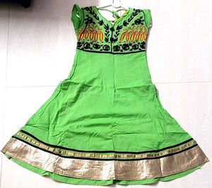 Lime Green Embroidered Anarkali Dress