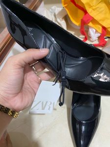 Zara Black Patent Pointed Heels