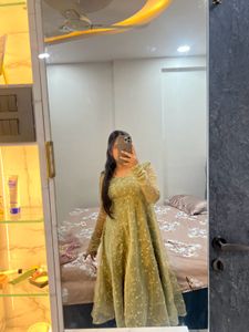 Elegant Green stitched anarkali Dress