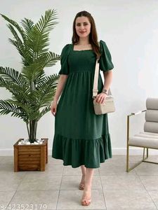 Black Puff Sleeve Midi Dress