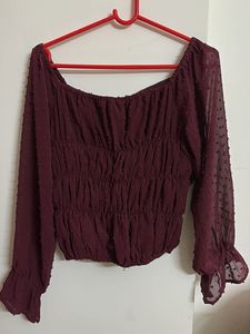 Burgundy Long Sleeve Top