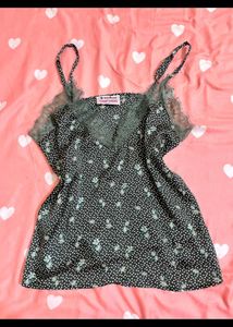 Floral Cami Top with Lace Trim