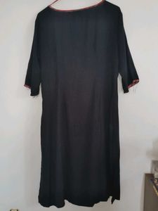 Half Printed Black Kurta