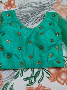 Green Embellished Blouse lehnga with Ruptta
