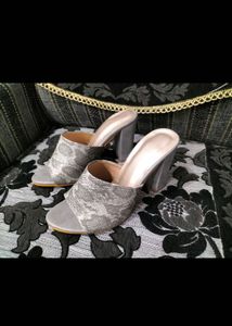 Grey Block Heels