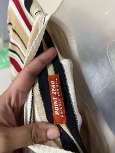 Point Zero Branded Striped Knit Zip-Up Cardigan