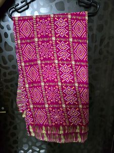Pink Bandhani Print Saree