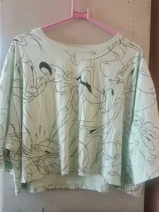 Cartoon Print Cropped Tee