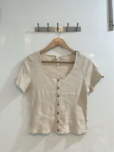Beige Cropped Tee