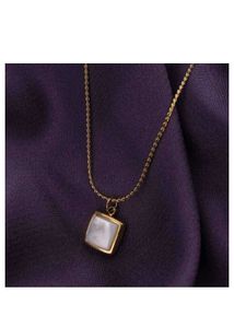 palmonas white square Gold Chain Necklace