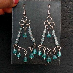 Teal Beaded Dangle Earrings