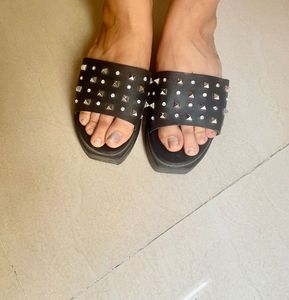 Designer black Slip On Wedges