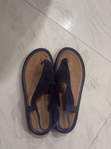 Navy Slingback Thong Sandals