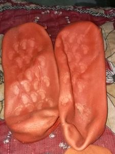Orange Socks with Footprints