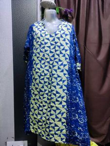 Blue & Yellow Print kurta 3XL