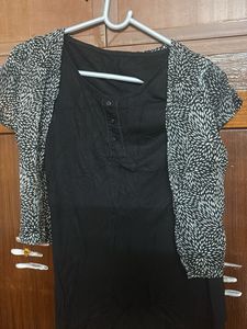 Layered Black Top with Print