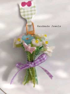 Beaded Floral Bouquet Keychain