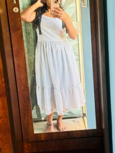 White Black Dotted Dress 👗