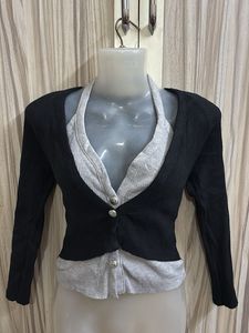 halter neck cardigan style top