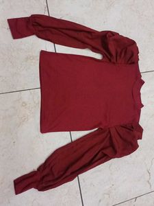 Burgundy Puff Sleeve Top