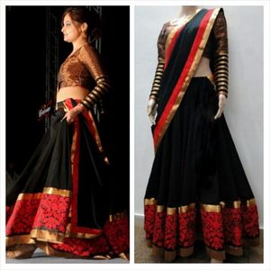 Bold Black &amp; Red Lehenga Choli