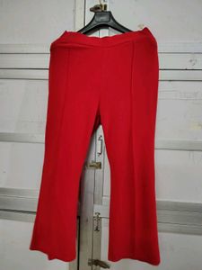 Red Flare Leg Trousers